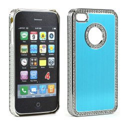 iPhone 4 4S  Alumnium Diamond Chrome Case  (Blue-Silver)